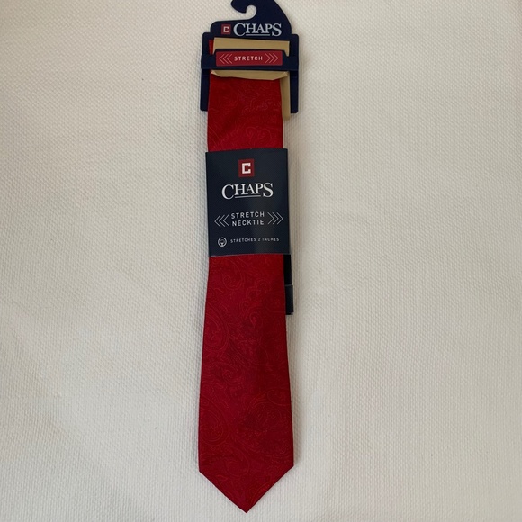 Chaps Red Stretch Necktie Red Sleigh Color NEW NWT - Picture 2 of 8